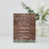 Rustic String Lights Eucalyptus County Wedding Uitnodiging Briefkaart (Staand voorkant)