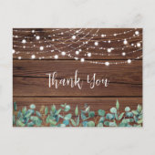 Rustic String Lights Eucalyptus Weddenschap Hartel Briefkaart (Voorkant)