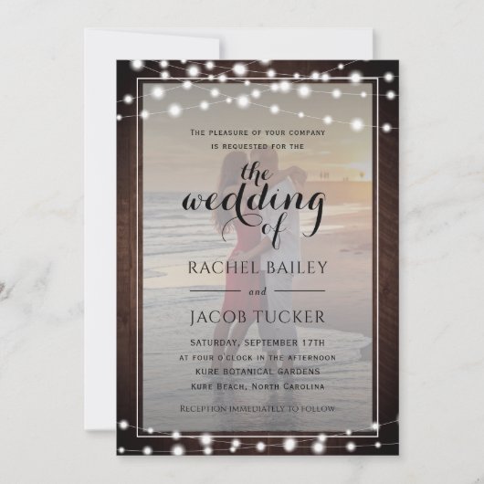 Rustic String Lights Faire-part de mariage de 2 ph (Devant)