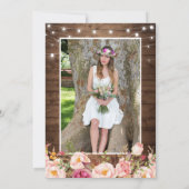 Rustic String Lights Floral Photo Graduparty Kaart (Achterkant)