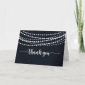 Rustic String Lights Folded Wedding Dank u Kaart (Voorkant)