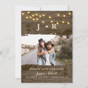 Rustic String Lights Foto Sla de datum op Kaart