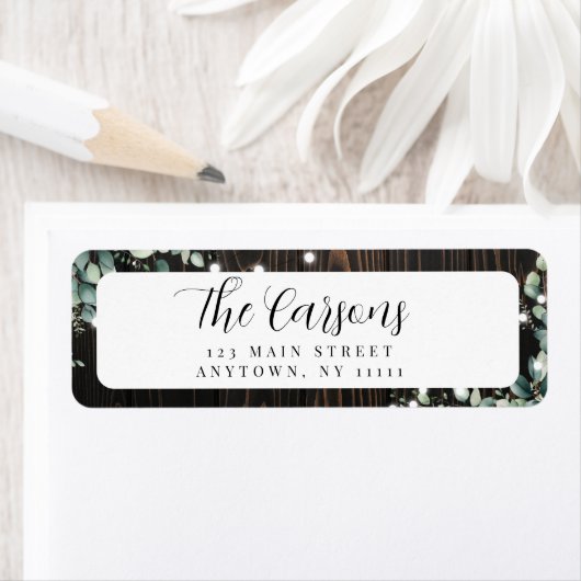 Rustic String Lights Greenery Retouradreslabel Etiket (Insitu)