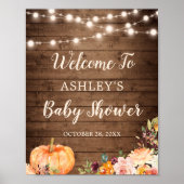 Rustic String Lights Herfst Pumpkin Baby shower Poster (Voorkant)