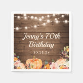 Rustic String Lights Herfst Pumpkin Happy Birthday Servet (Voorkant)