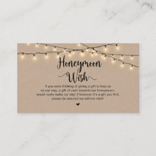 Rustic String Lights, Kraft, Honeymoon Wish Informatiekaartje