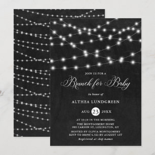 Rustic String Lights Krijtbord Baby shower Brunch Kaart