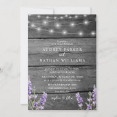 Rustic String Lights Lavender met Details Weddensc Kaart (Voorkant)