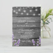 Rustic String Lights Lavender met Details Weddensc Kaart (Staand voorkant)
