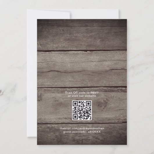 Rustic String Lights Lavender QR Code Weddenschap Kaart (Achterkant)