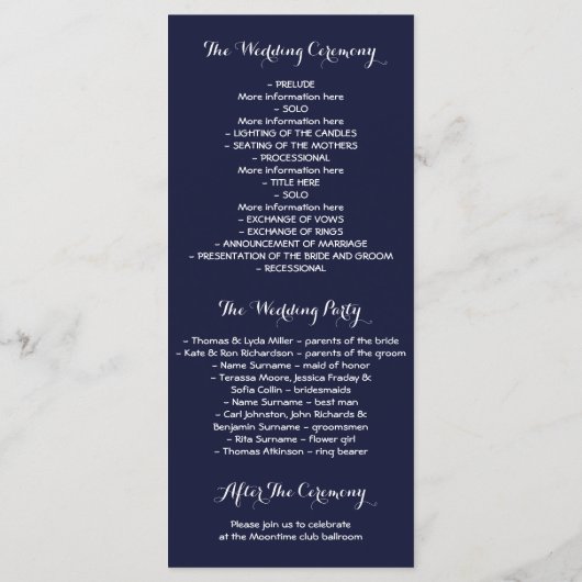 Rustic String Lights Marine Wedding Programmes (Dos)