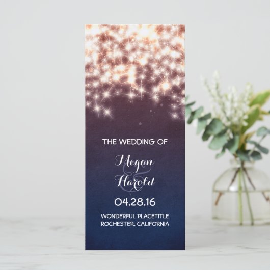 Rustic String Lights Marine Wedding Programmes (Debout devant)