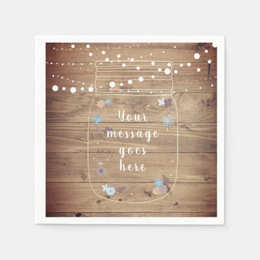 Rustic String Lights Mason Jar geperonaliseerd Servet (Voorkant)