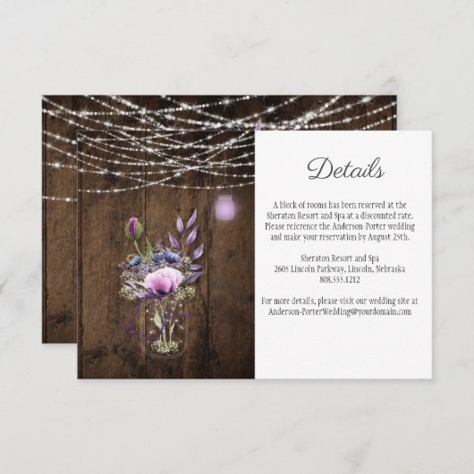 Rustic String Lights Mason Jar Violet Enclosure Informatiekaartje (Voorkant / Achterkant)