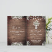 Rustic String Lights Mason Jar Wedding Program (Staand voorkant)