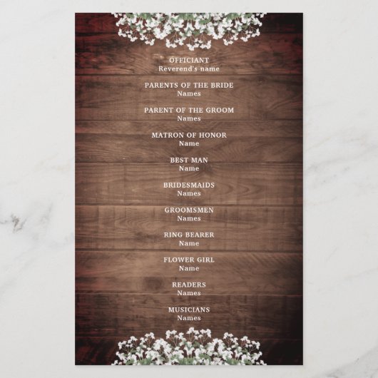 Rustic String Lights Mason Jar Wedding Programme d (Dos)