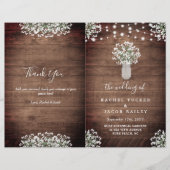 Rustic String Lights Mason Jar Wedding Programme d (Devant)