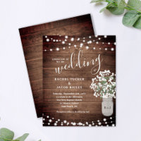 Rustic String Lights Mason Jar Wedding Uitnodiging