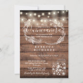 Rustic String Lights Mason Jars Quinceañera 15th Kaart (Voorkant)