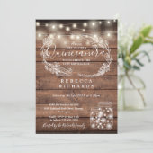 Rustic String Lights Mason Jars Quinceañera 15th Kaart (Staand voorkant)