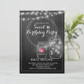 Rustic String lights Mason Jars Sweet 16 Birthday Kaart (Staand voorkant)