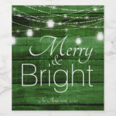 Rustic String Lights Merry & Bright Wijn Etiket (Enkel label)