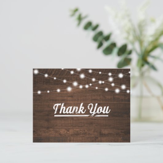 Rustic String Lights Modern Dank u Briefkaart (Staand voorkant)