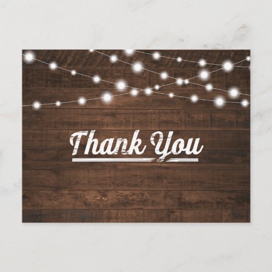 Rustic String Lights Modern Dank u Briefkaart (Voorkant)
