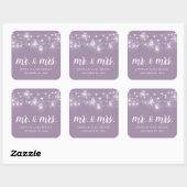 Rustic String Lights Mr. en Mrs Wedding Monogram Vierkante Sticker (Vel)