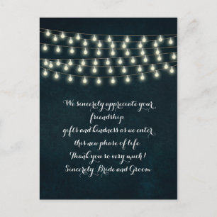  Rustic String Lights Navy Blue Wedding Briefkaart