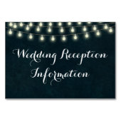 Rustic String Lights Navy Blue Wedding Kaart (Voorkant)