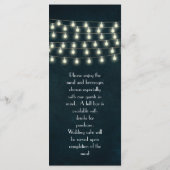 Rustic String Lights Navy Blue Wedding Menu (Achterkant)