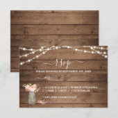 Rustic String Lights Peony Wedding RSVP (Devant / Derrière)