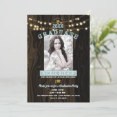 Rustic String Lights Photo Graduparty Kaart (Staand voorkant)