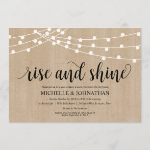 Rustic String Lights Post Bruiloftsbrunch Uitnodig Kaart