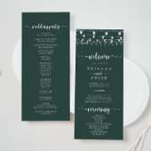 Rustic String Lights Programme de mariage vert
