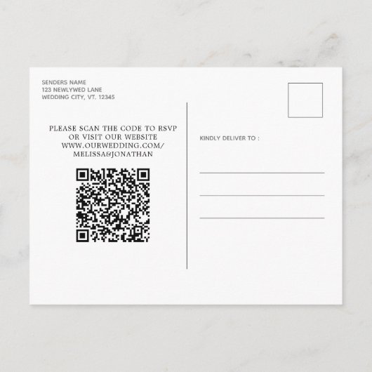 Rustic String Lights QR Code Wedding RSVP Uitnodiging Briefkaart (Achterkant)