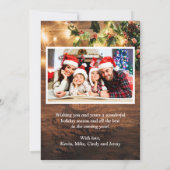 Rustic String Lights Red Kersttruck 4 Foto Feestdagenkaart (Achterkant)