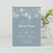 Rustic String Lights Rehearsal Dinner Invitation Kaart (Staand voorkant)