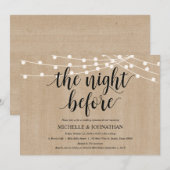 Rustic String Lights Rehearsal Dinner Invites Kaart (Voorkant / Achterkant)