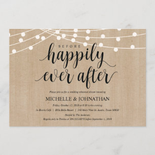 Rustic String Lights Rehearsal Dinner Invites Kaart