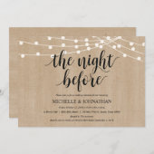Rustic String Lights Rehearsal Dinner Invites Kaart (Voorkant / Achterkant)