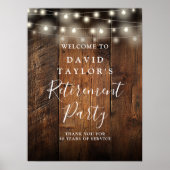 Rustic String Lights Retirement Party Welkomstbord Poster (Voorkant)