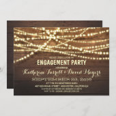 Rustic String Lights Romantische verlovingsfeest Kaart (Voorkant / Achterkant)