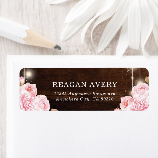 Rustic String Lights Rozen Wedding Etiket (Insitu)
