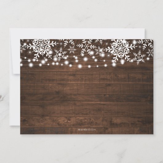 Rustic String Lights Snowflakes Company kerst Kaart (Achterkant)