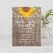 Rustic String Lights Sunflower Bachelorette Party Kaart (Staand voorkant)