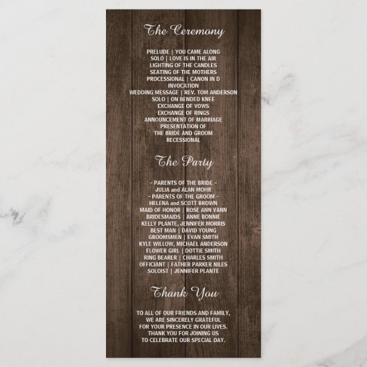 Rustic String Lights Sunflower Programme de mariag (Dos)