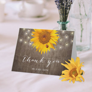 Rustic String Lights & Sunflower Wedding Bedankt