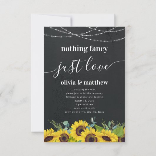 Rustic String Lights Sunflower Wedding Kaart (Voorkant)
